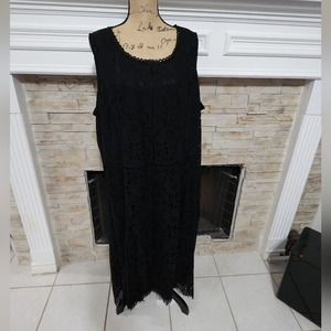 Isaac Mizrahi Live black crocheted‎ lace party maxi dress size 3X